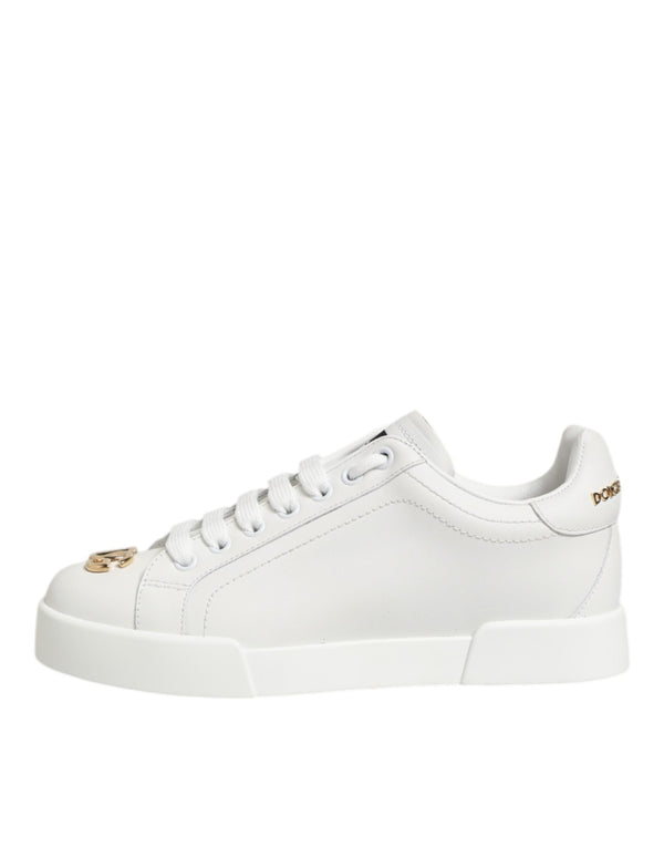 Weiß DG Leder Low Top Sneakers Schuhe