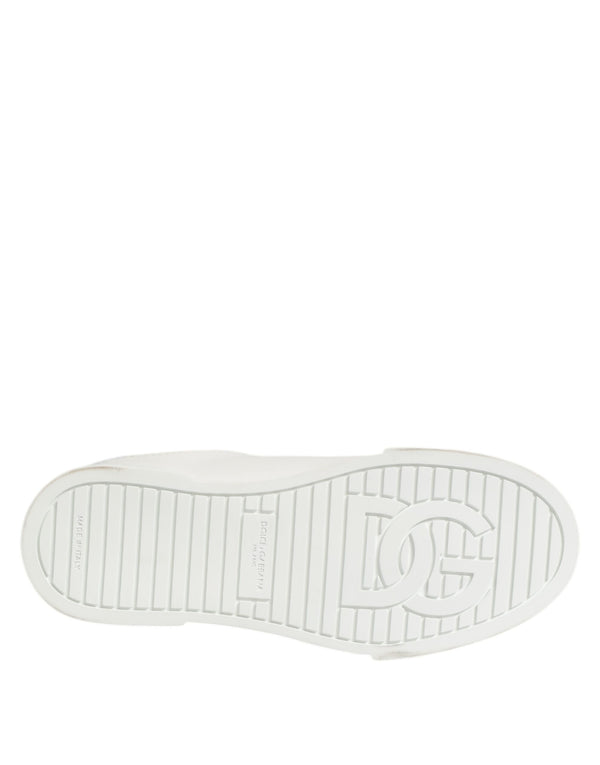 Weiß DG Leder Low Top Sneakers Schuhe