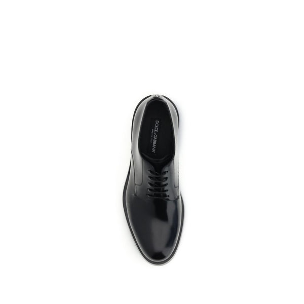 Schwarze Kalbshaut Bos Taurus Oxford- und Derby-Schuhe