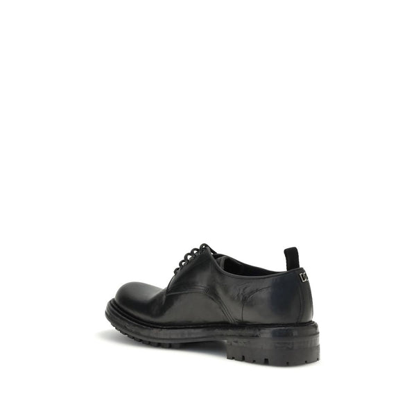 Schwarze Kalbshaut Bos Taurus Oxford- und Derby-Schuhe