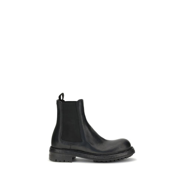 Schwarze Kalbshaut-Stiefeletten im Chelsea-Stil aus Bos Taurus-Leder