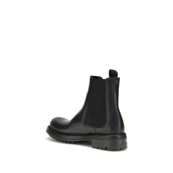 Schwarze Kalbshaut-Stiefeletten im Chelsea-Stil aus Bos Taurus-Leder