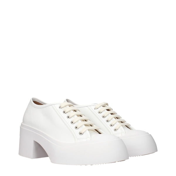 Weiße Leder Plateau Turnschuhe