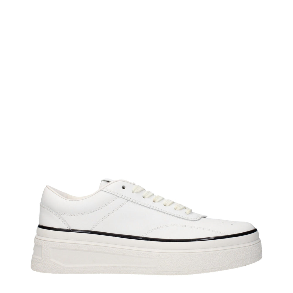 Weiße Leder Plateau Turnschuhe