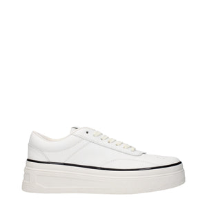 Weiße Leder Plateau Turnschuhe