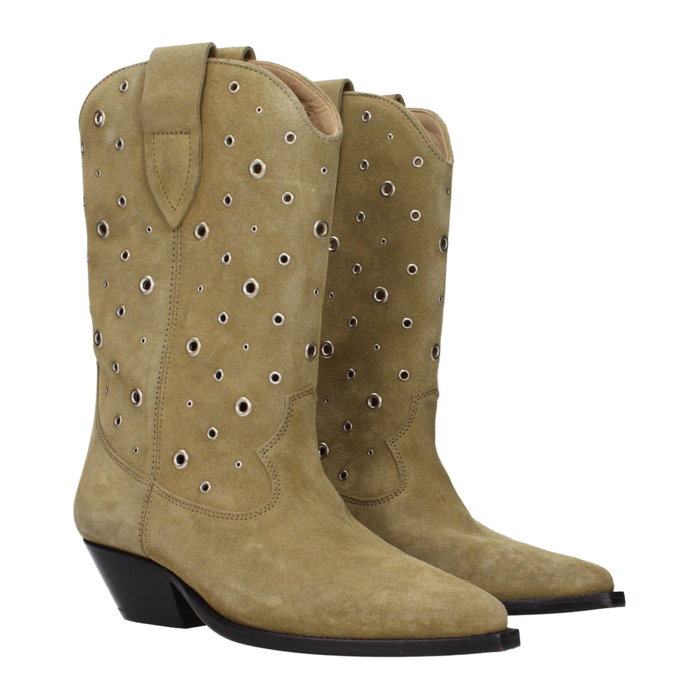 Beige Lederstiefeletten