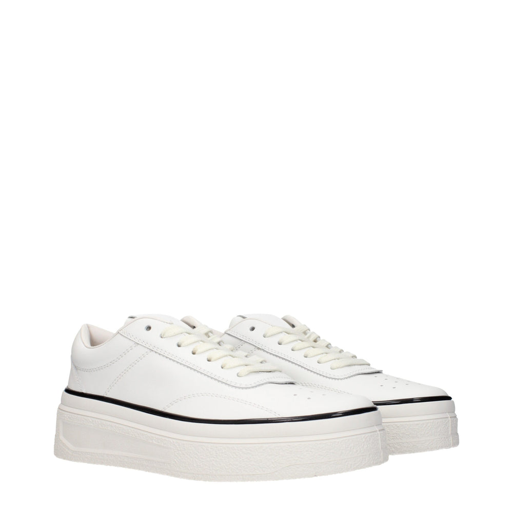 Weiße Leder Plateau Turnschuhe