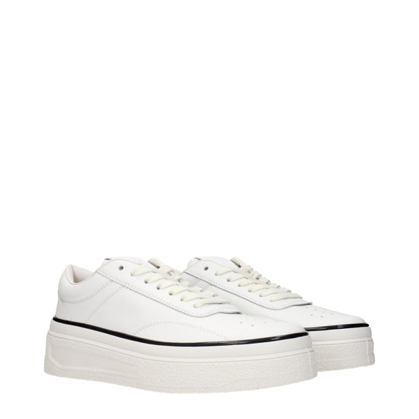 Weiße Leder Plateau Turnschuhe