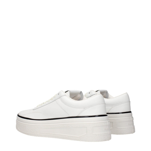 Weiße Leder Plateau Turnschuhe