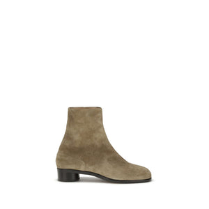 Beigefarbene Leder-Stiefeletten