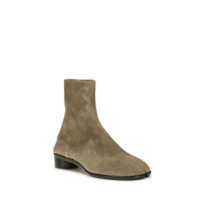 Beigefarbene Leder-Stiefeletten