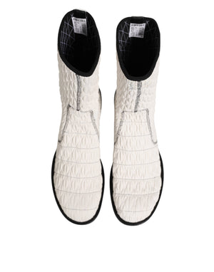Weiße Lammfell Leder Mid Calf Stiefel Schuhe