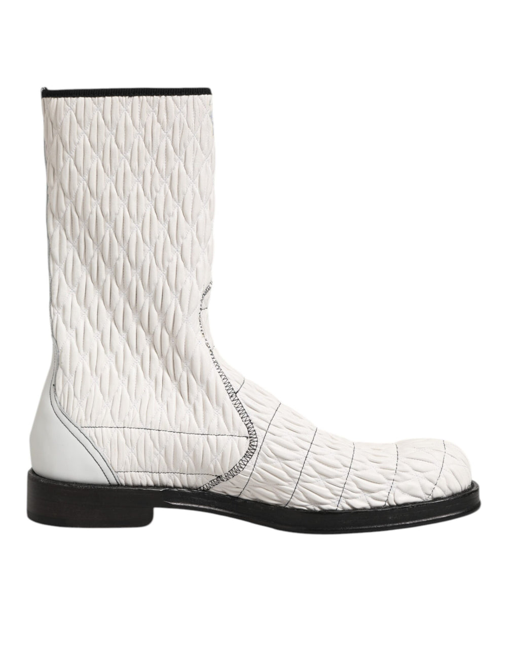 Weiße Lammfell Leder Mid Calf Stiefel Schuhe