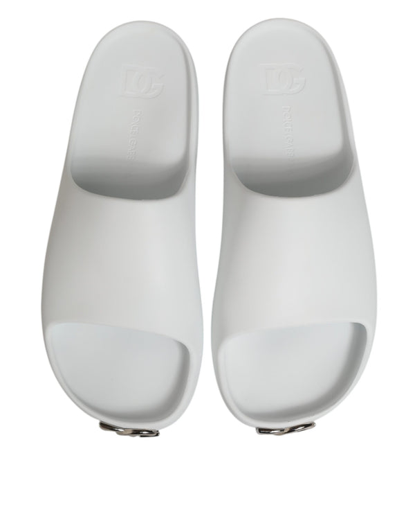Weiße Logo-Rutschsandalen Männer Strandbekleidung Schuhe