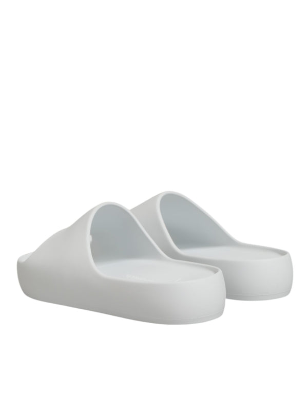 Weiße Logo-Rutschsandalen Männer Strandbekleidung Schuhe