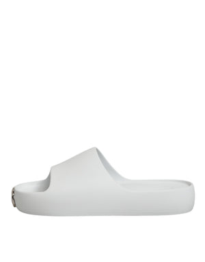 Weiße Logo-Rutschsandalen Männer Strandbekleidung Schuhe