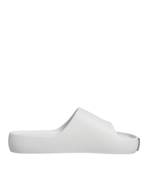 Weiße Logo-Rutschsandalen Männer Strandbekleidung Schuhe