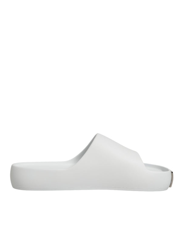Weiße Logo-Rutschsandalen Männer Strandbekleidung Schuhe