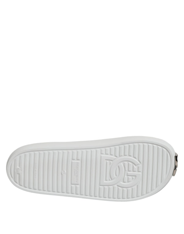 Weiße Logo-Rutschsandalen Männer Strandbekleidung Schuhe