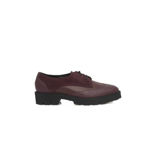 Burgunderfarbenes Rindsleder Damen Loafer
