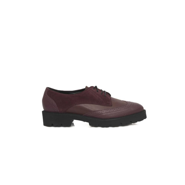 Burgunderfarbenes Rindsleder Damen Loafer