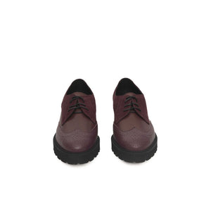 Burgunderfarbenes Rindsleder Damen Loafer