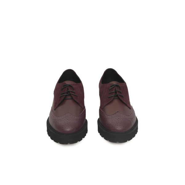 Burgunderfarbenes Rindsleder Damen Loafer
