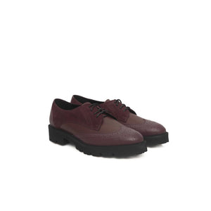 Burgunderfarbenes Rindsleder Damen Loafer