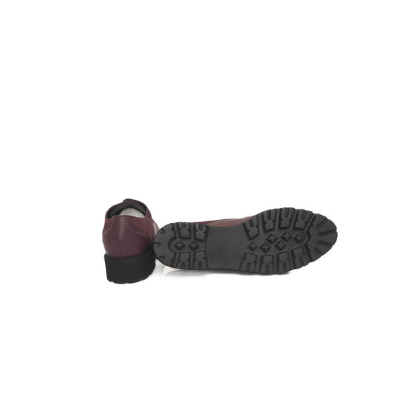 Burgunderfarbenes Rindsleder Damen Loafer