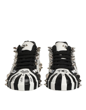 Schwarz Weiß Nieten Low Top Sneakers Schuhe