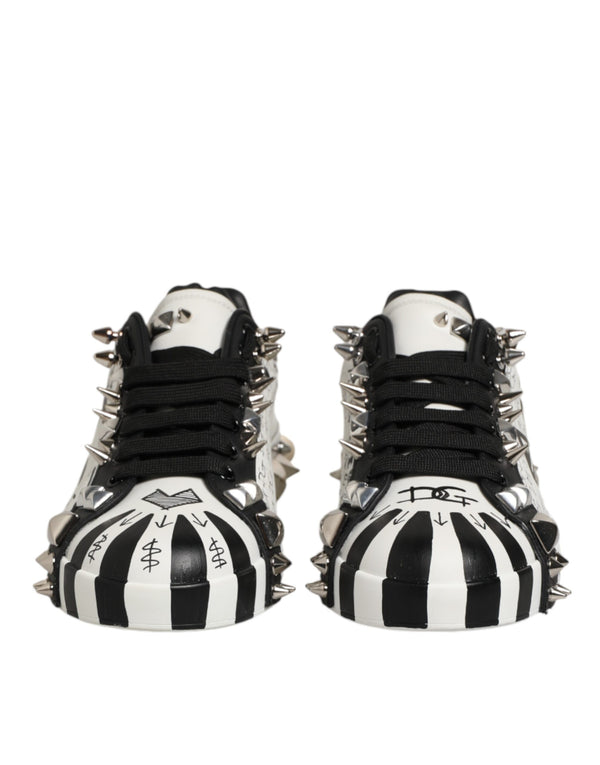 Schwarz Weiß Nieten Low Top Sneakers Schuhe