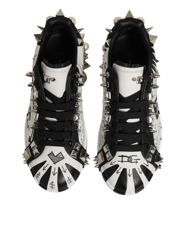 Schwarz Weiß Nieten Low Top Sneakers Schuhe