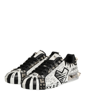 Schwarz Weiß Nieten Low Top Sneakers Schuhe