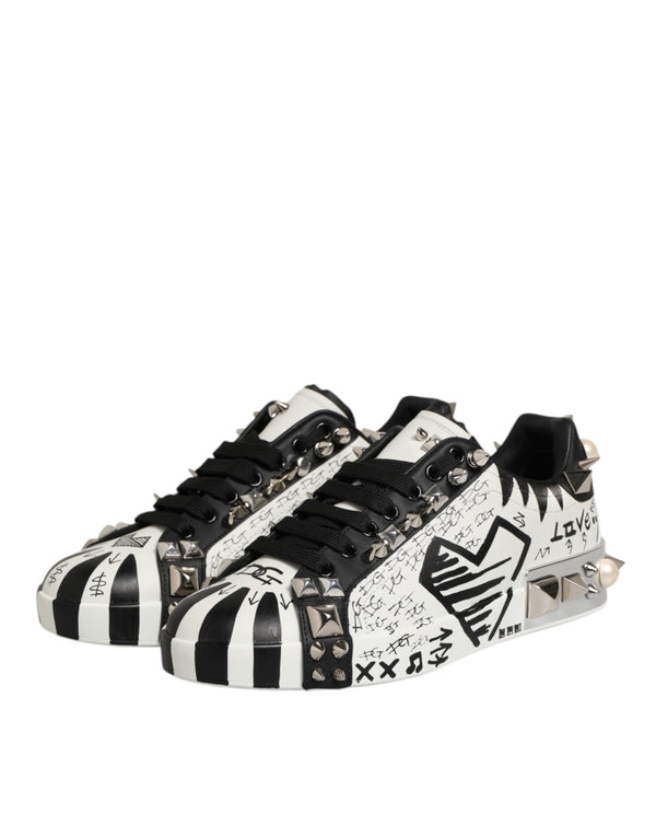 Schwarz Weiß Nieten Low Top Sneakers Schuhe