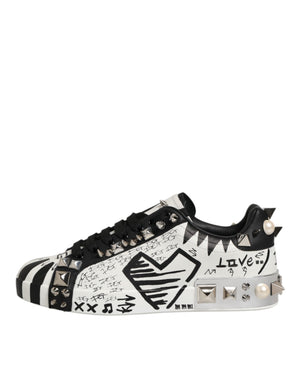 Schwarz Weiß Nieten Low Top Sneakers Schuhe