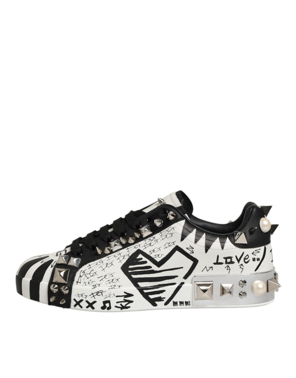 Schwarz Weiß Nieten Low Top Sneakers Schuhe