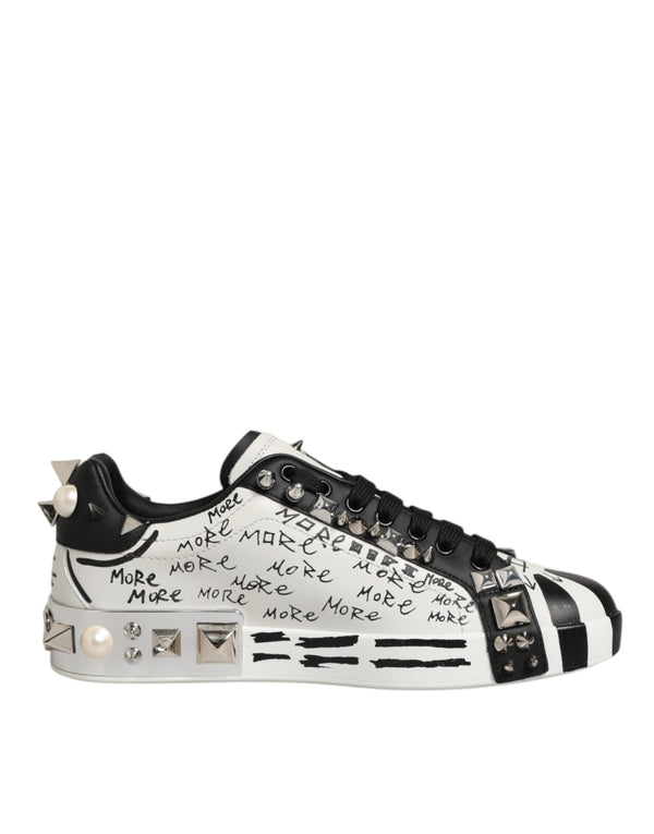 Schwarz Weiß Nieten Low Top Sneakers Schuhe