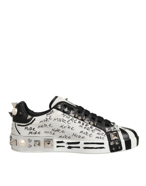 Schwarz Weiß Nieten Low Top Sneakers Schuhe