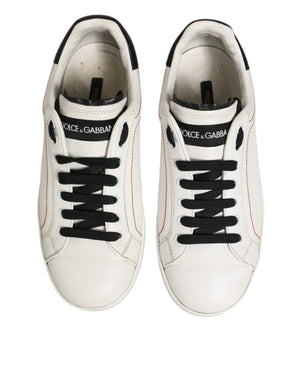 Weiß Schwarz Leder Low Top Sneaker Schuhe
