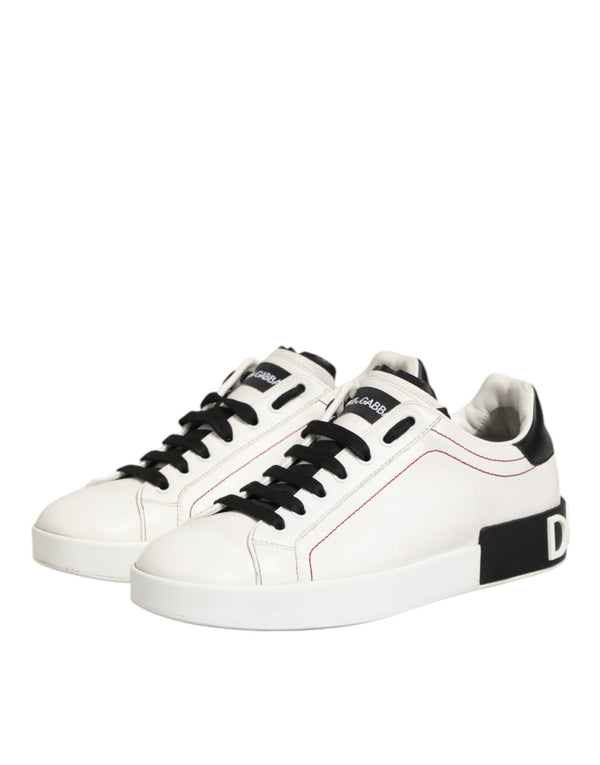 Weiß Schwarz Leder Low Top Sneaker Schuhe