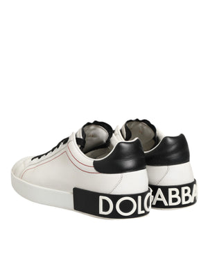Weiß Schwarz Leder Low Top Sneaker Schuhe