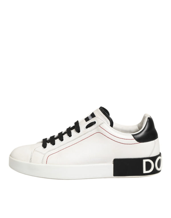 Weiß Schwarz Leder Low Top Sneaker Schuhe