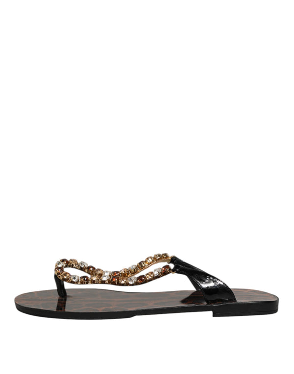 Schwarz Kristalle Flats Sandalen Beachwear Schuhe
