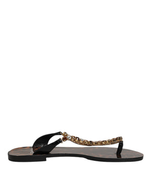 Schwarz Kristalle Flats Sandalen Beachwear Schuhe