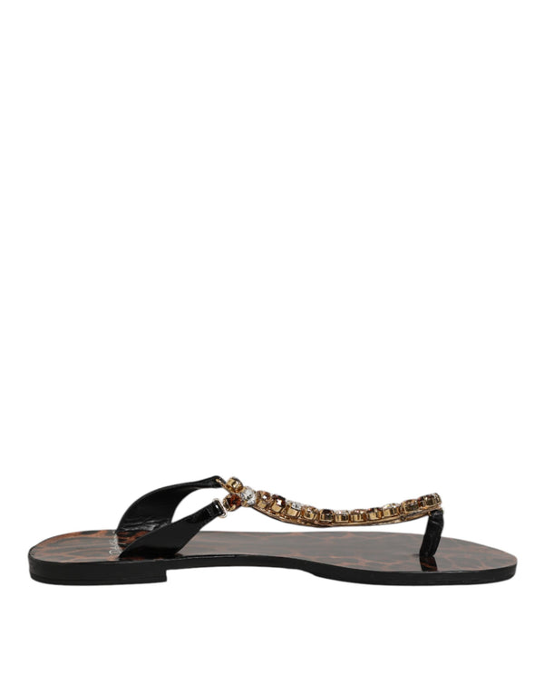 Schwarz Kristalle Flats Sandalen Beachwear Schuhe