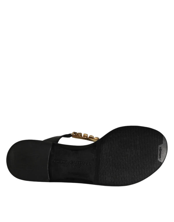 Schwarz Kristalle Flats Sandalen Beachwear Schuhe