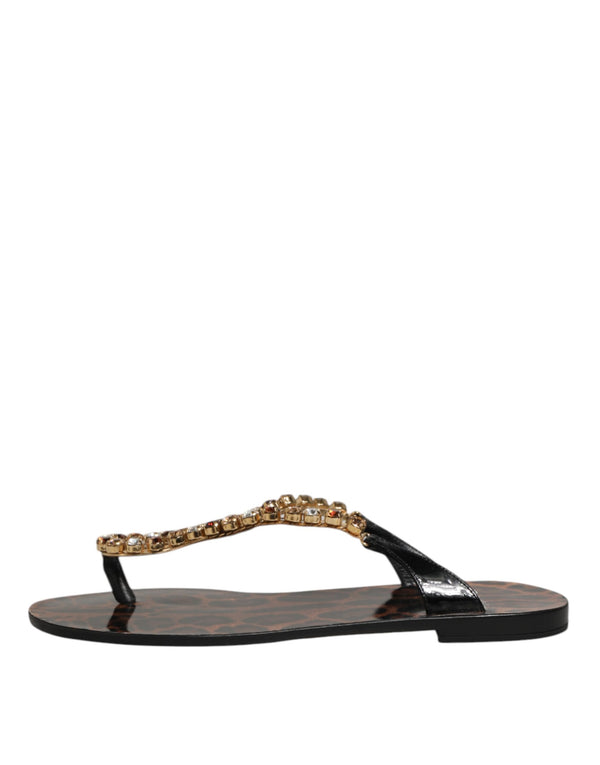 Schwarz Kristalle Flats Sandalen Beachwear Schuhe
