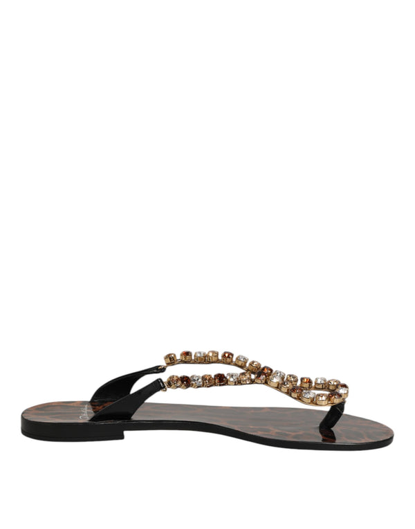 Schwarz Kristalle Flats Sandalen Beachwear Schuhe