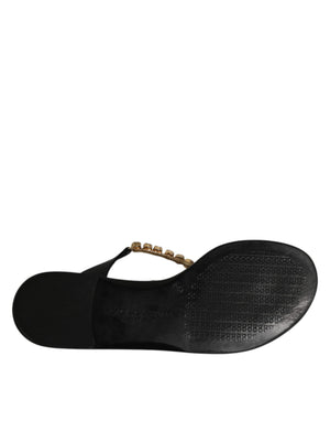 Schwarz Kristalle Flats Sandalen Beachwear Schuhe