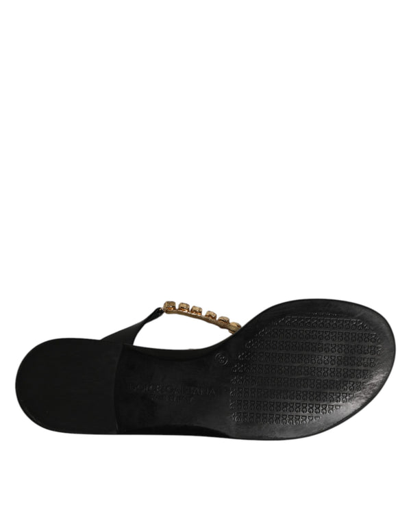 Schwarz Kristalle Flats Sandalen Beachwear Schuhe